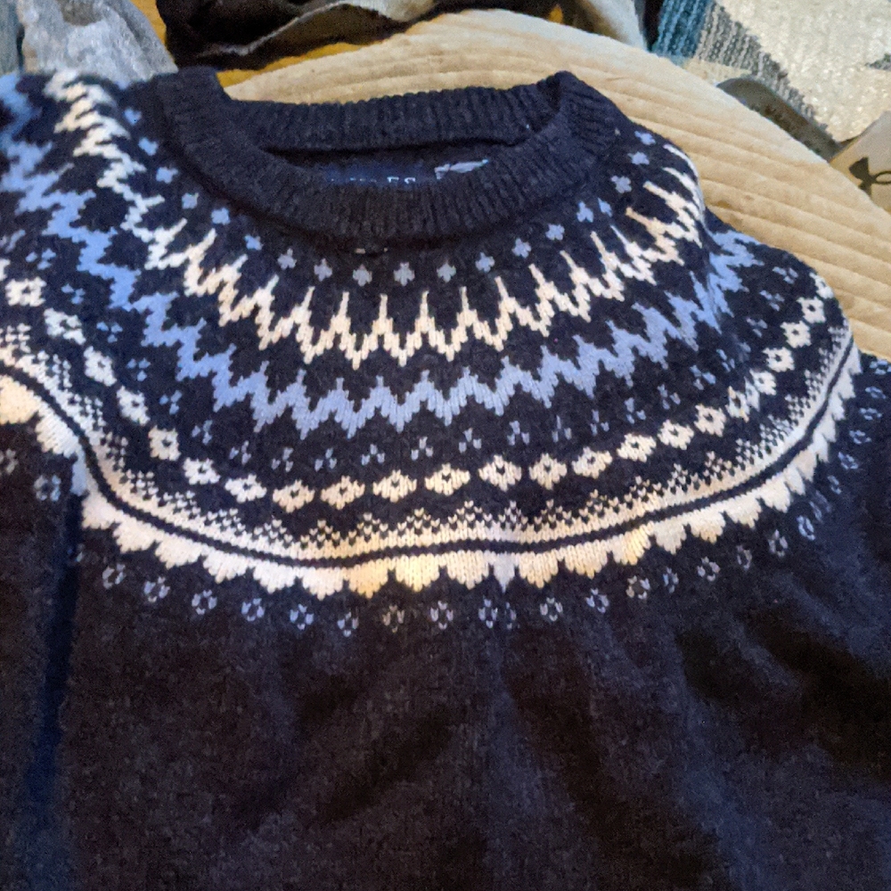 Joules Navy, Light Blue And White Fair Isle Sweater
